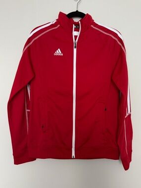 adidas Red Athletic Training Jacket with White Stripes Womens Size M